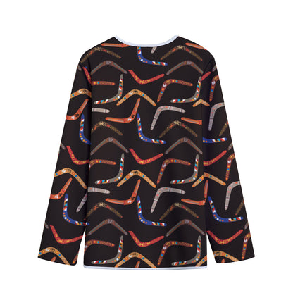 Australian Boomerang Pattern Print Long Sleeve Short Coat