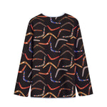 Australian Boomerang Pattern Print Long Sleeve Short Coat