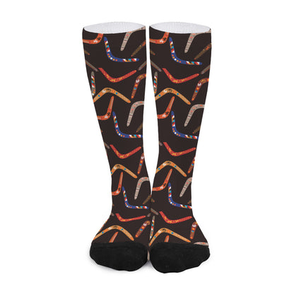 Australian Boomerang Pattern Print Long Socks