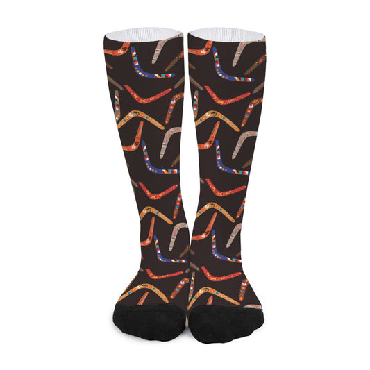 Australian Boomerang Pattern Print Long Socks