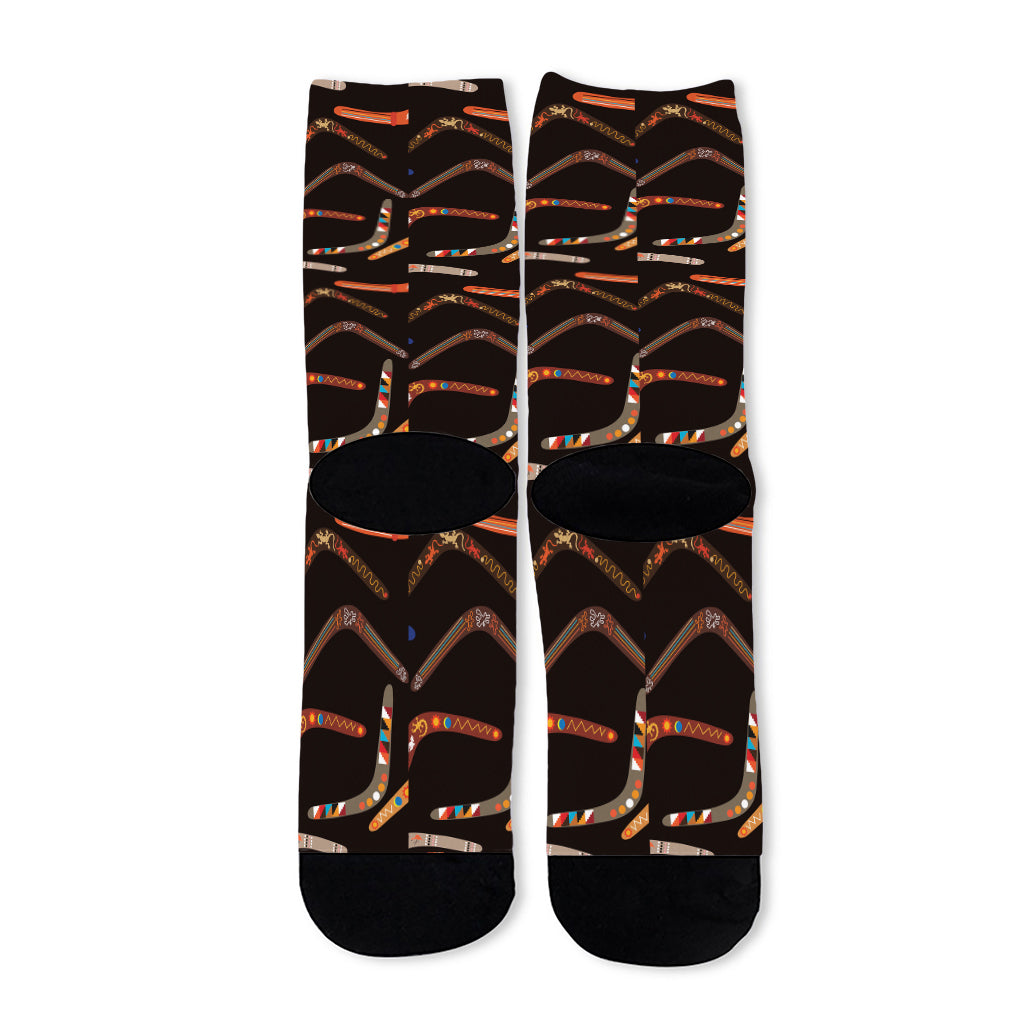 Australian Boomerang Pattern Print Long Socks