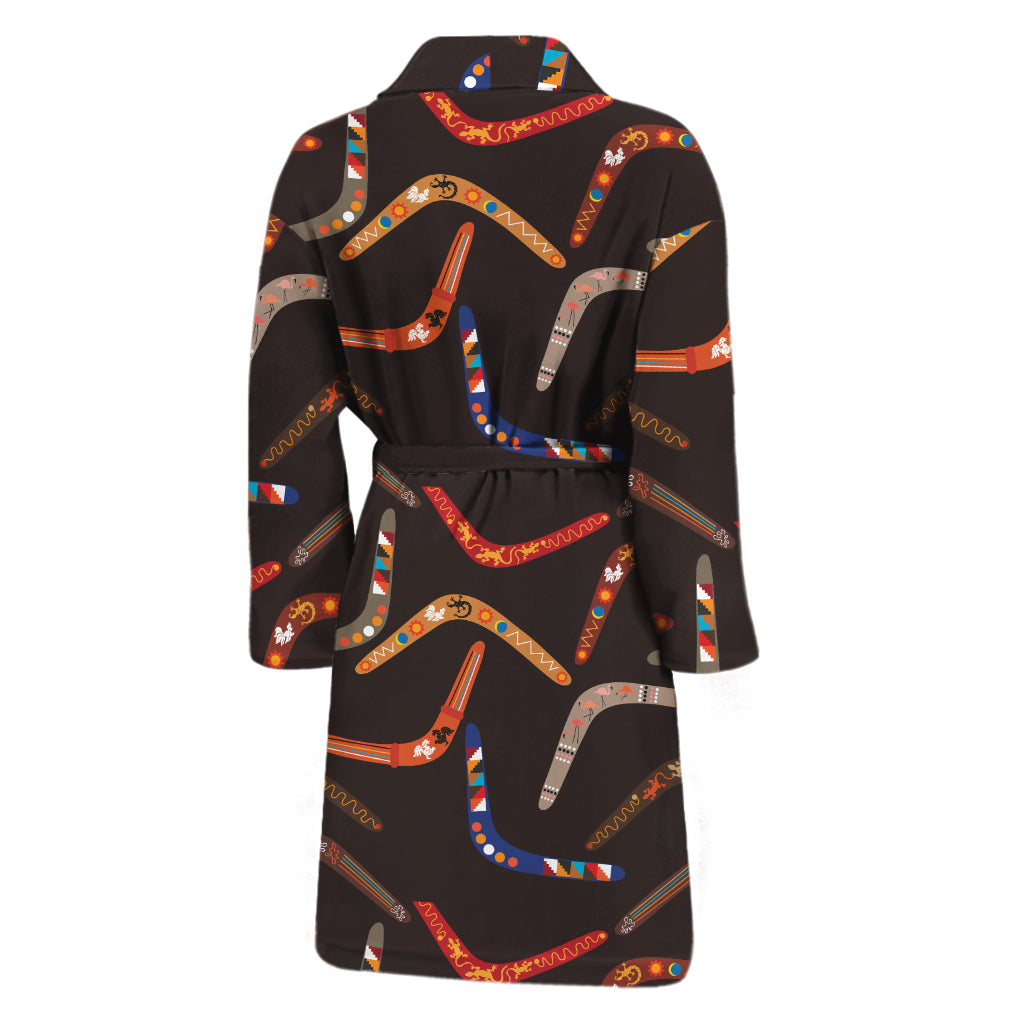 Australian Boomerang Pattern Print Men's Bathrobe