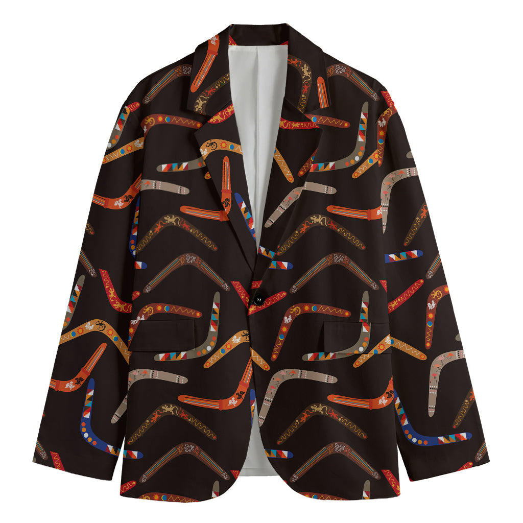 Australian Boomerang Pattern Print Men's Blazer