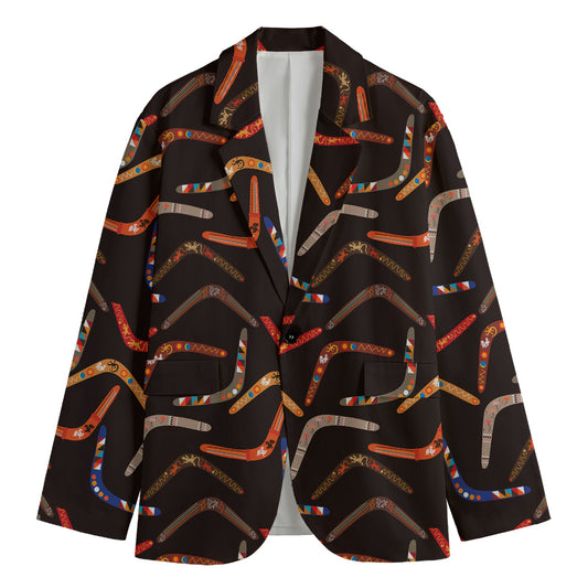 Australian Boomerang Pattern Print Men's Blazer
