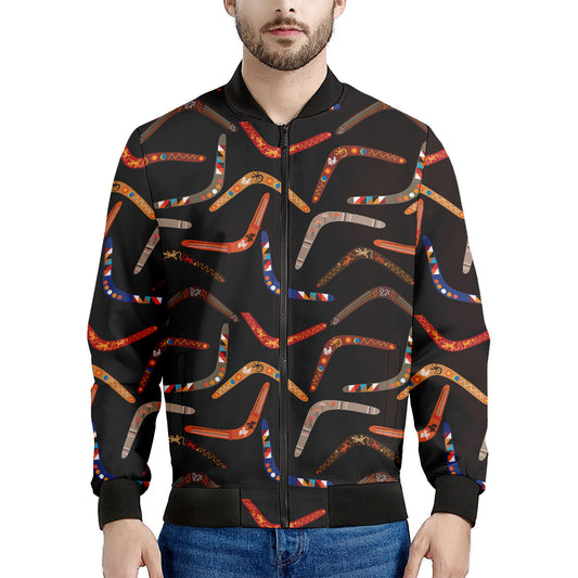 Australian Boomerang Pattern Print Men's Bomber Jacket