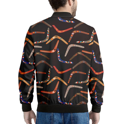 Australian Boomerang Pattern Print Men's Bomber Jacket