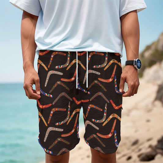 Australian Boomerang Pattern Print Men's Cargo Shorts