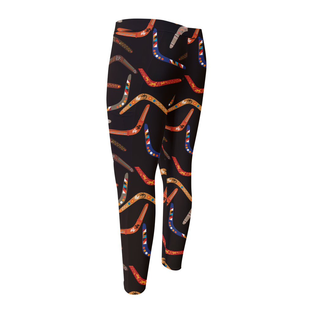 Australian Boomerang Pattern Print Men's Compression Pants