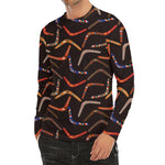 Australian Boomerang Pattern Print Men's Long Sleeve Rash Guard