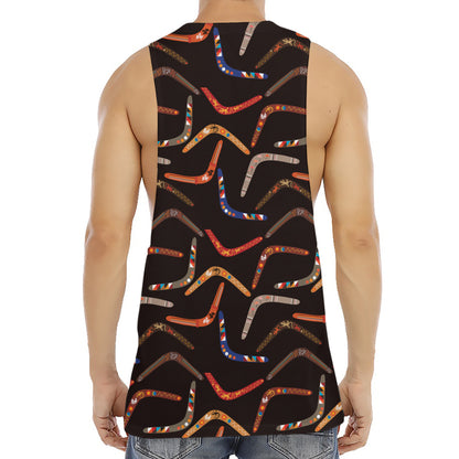Australian Boomerang Pattern Print Men's Muscle Tank Top