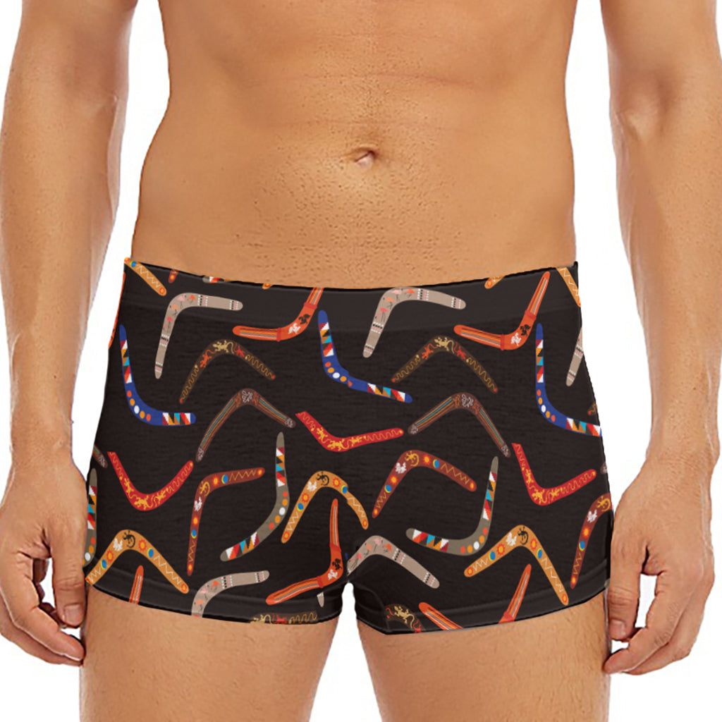 Australian Boomerang Pattern Print Men's Short Boxer Briefs