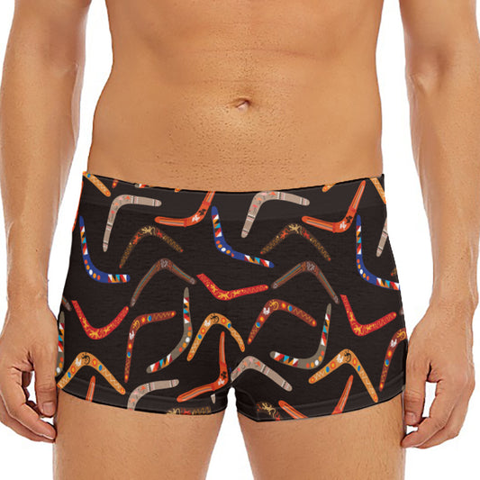 Australian Boomerang Pattern Print Men's Short Boxer Briefs