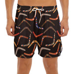 Australian Boomerang Pattern Print Men's Split Running Shorts
