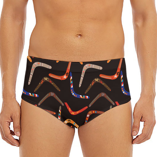 Australian Boomerang Pattern Print Men's Triangle Swim Briefs
