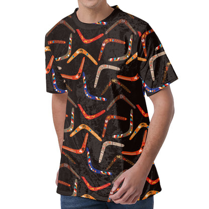 Australian Boomerang Pattern Print Men's Velvet T-Shirt