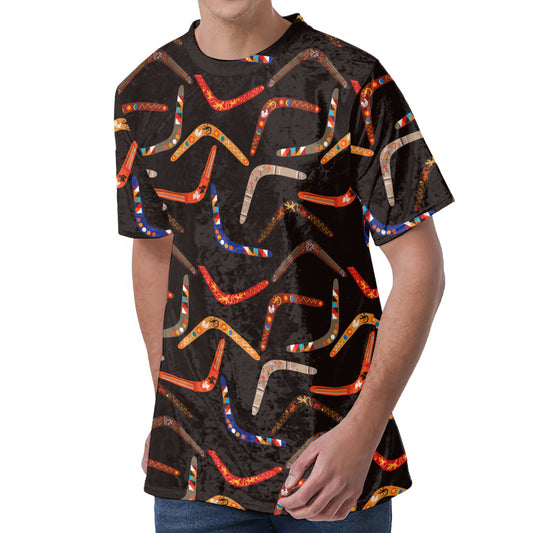 Australian Boomerang Pattern Print Men's Velvet T-Shirt
