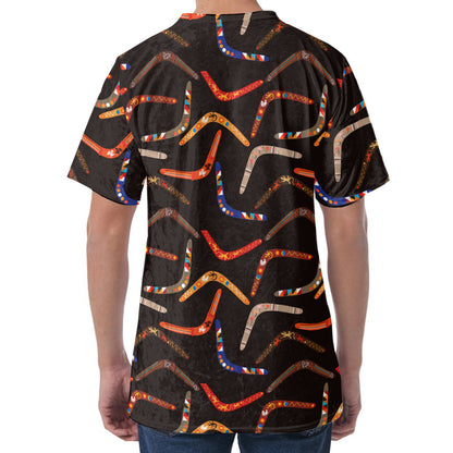 Australian Boomerang Pattern Print Men's Velvet T-Shirt