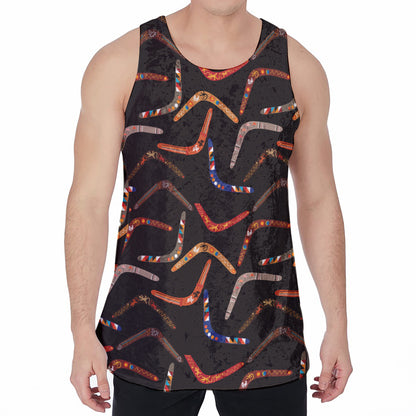 Australian Boomerang Pattern Print Men's Velvet Tank Top