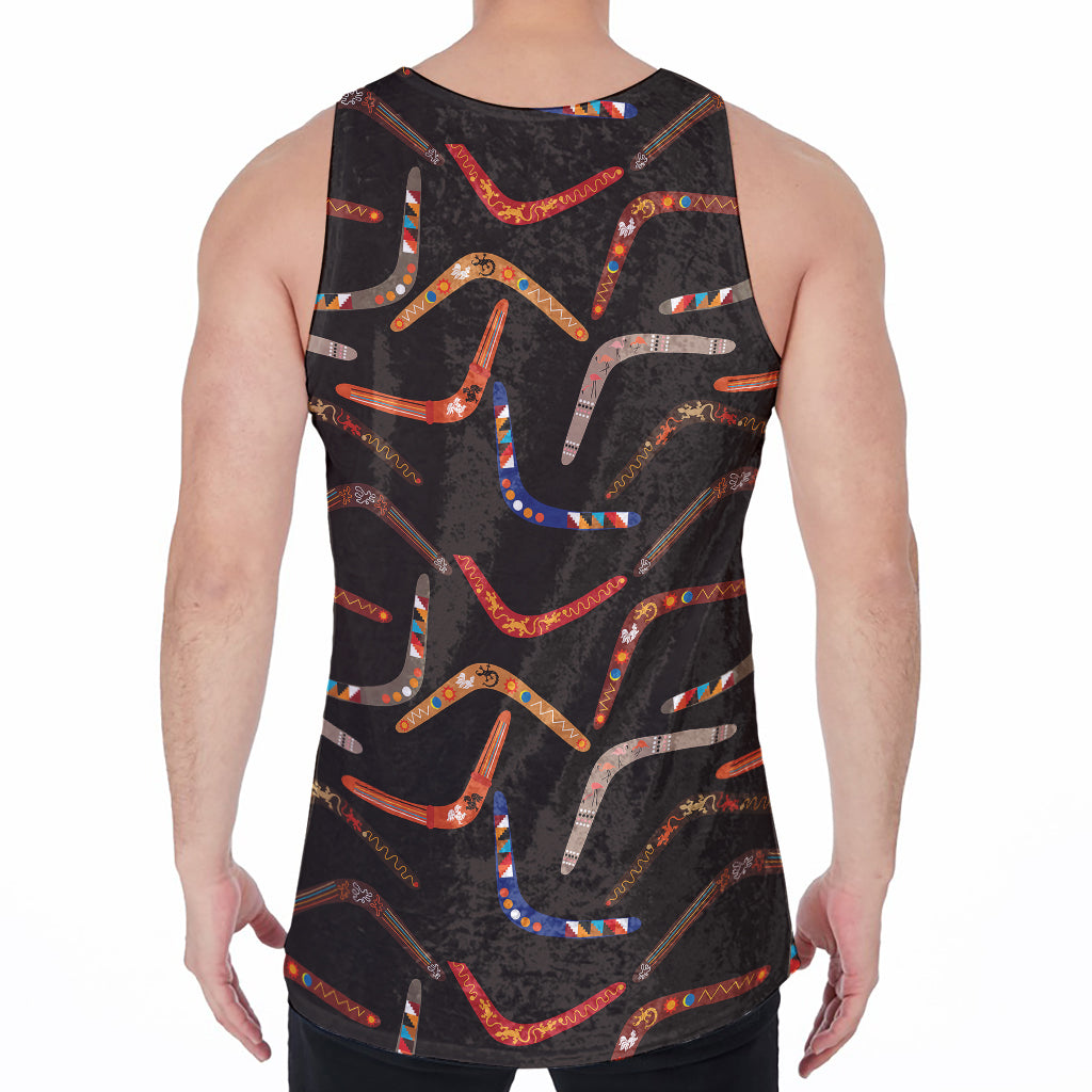 Australian Boomerang Pattern Print Men's Velvet Tank Top