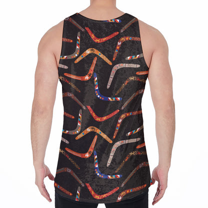Australian Boomerang Pattern Print Men's Velvet Tank Top