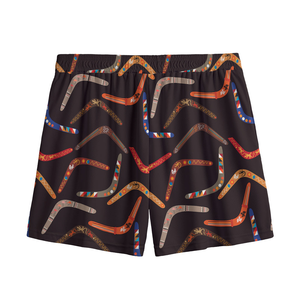 Australian Boomerang Pattern Print Mesh Shorts