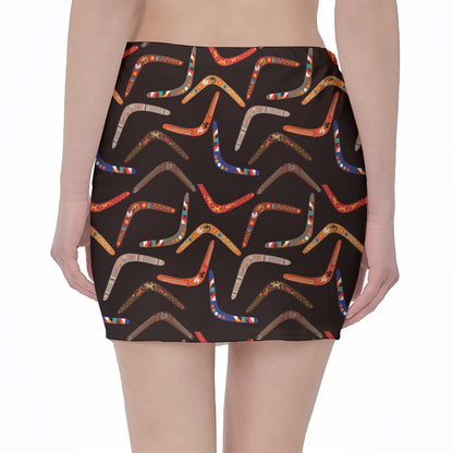 Australian Boomerang Pattern Print Pencil Mini Skirt