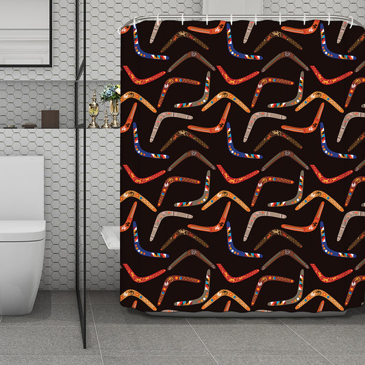 Australian Boomerang Pattern Print Polyester Shower Curtain