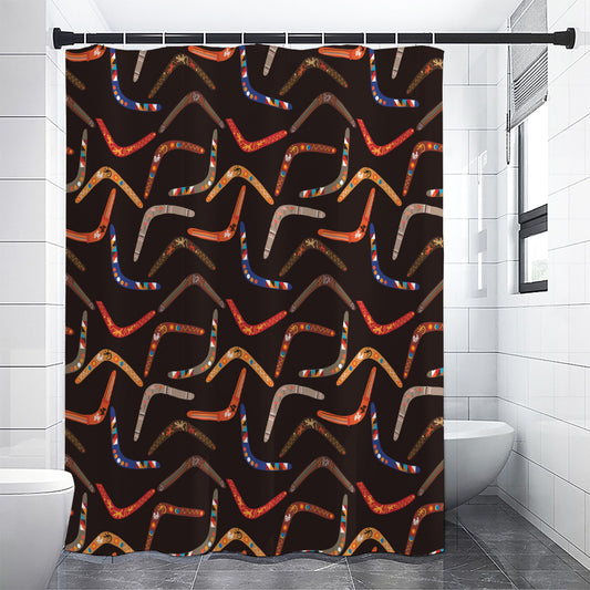 Australian Boomerang Pattern Print Premium Shower Curtain