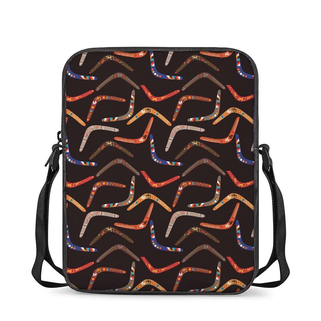 Australian Boomerang Pattern Print Rectangular Crossbody Bag