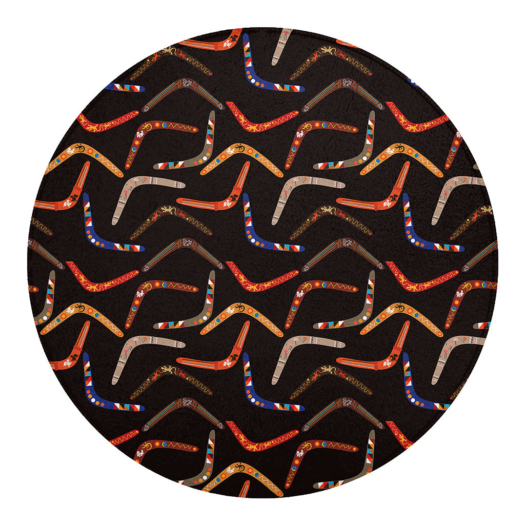 Australian Boomerang Pattern Print Round Blanket
