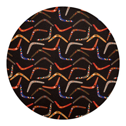 Australian Boomerang Pattern Print Round Blanket