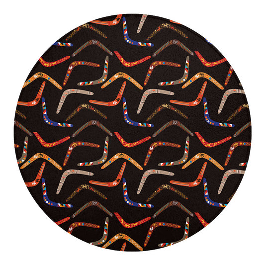 Australian Boomerang Pattern Print Round Blanket