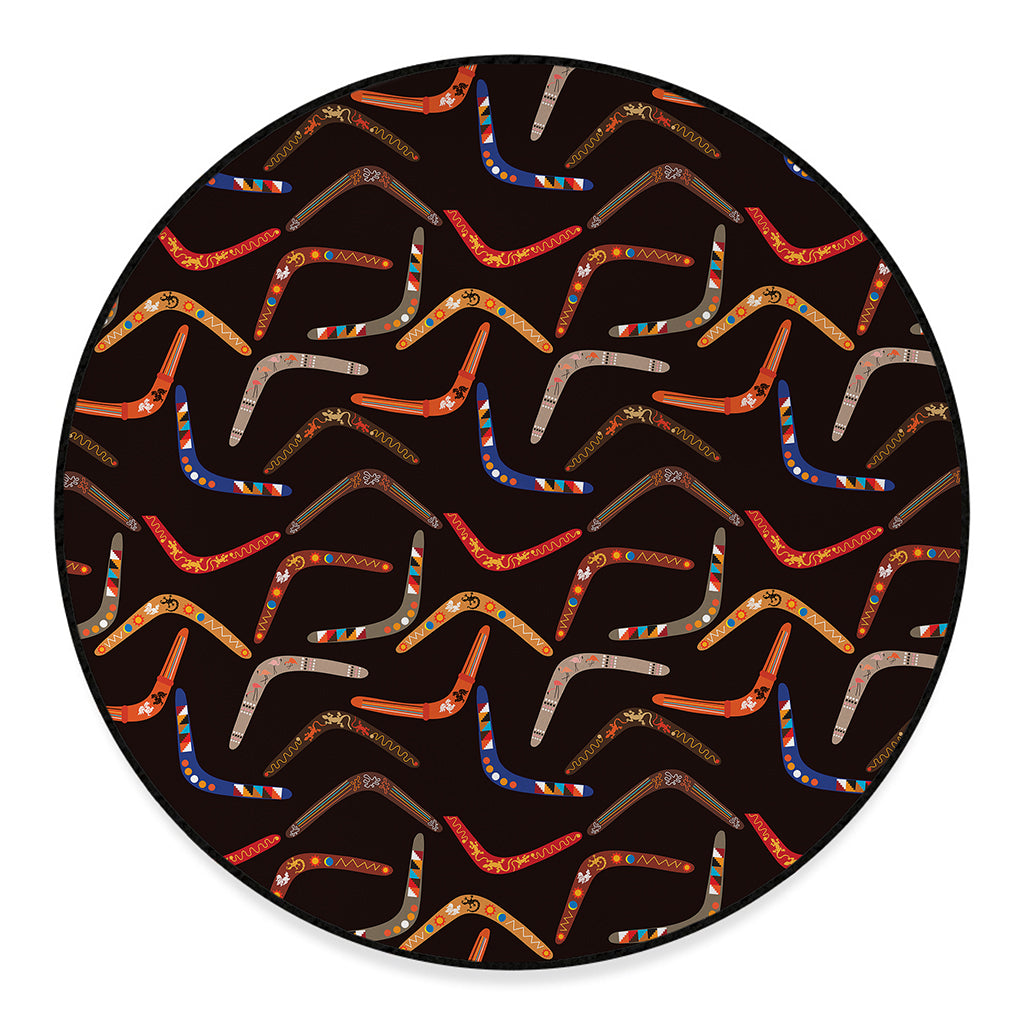 Australian Boomerang Pattern Print Round Floor Mat