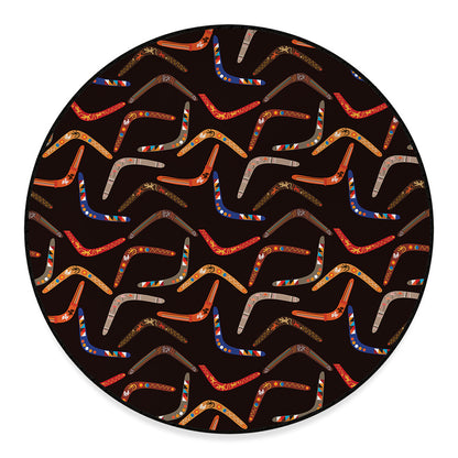Australian Boomerang Pattern Print Round Floor Mat