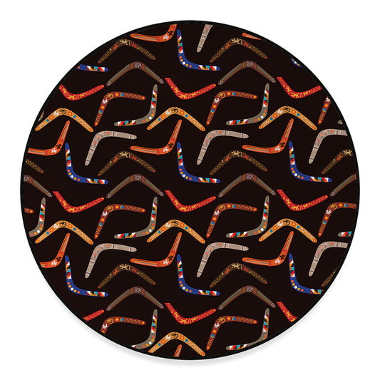 Australian Boomerang Pattern Print Round Floor Mat