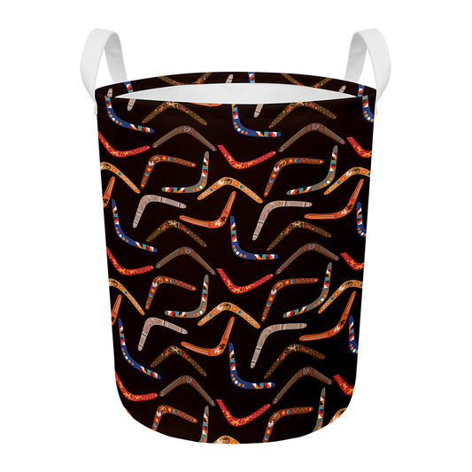 Australian Boomerang Pattern Print Round Laundry Basket