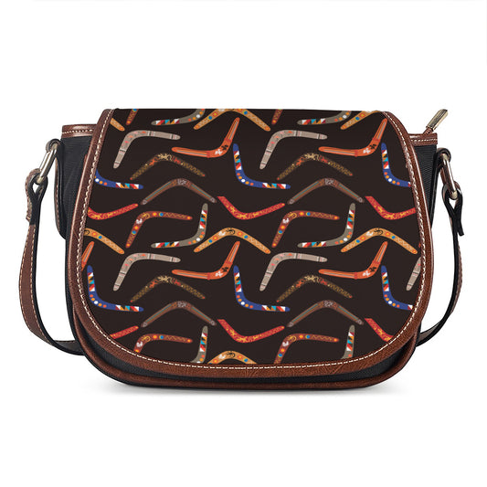 Australian Boomerang Pattern Print Saddle Bag