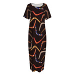 Australian Boomerang Pattern Print Short Sleeve Long Nightdress