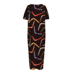 Australian Boomerang Pattern Print Short Sleeve Long Nightdress
