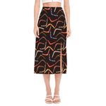 Australian Boomerang Pattern Print Side Slit Midi Skirt