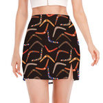 Australian Boomerang Pattern Print Side Slit Mini Skirt