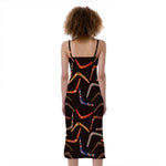 Australian Boomerang Pattern Print Slim Fit Midi Cami Dress