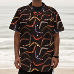 Australian Boomerang Pattern Print Textured Short Sleeve Shirt