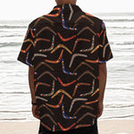 Australian Boomerang Pattern Print Textured Short Sleeve Shirt