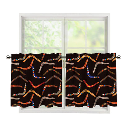 Australian Boomerang Pattern Print Tier Curtains