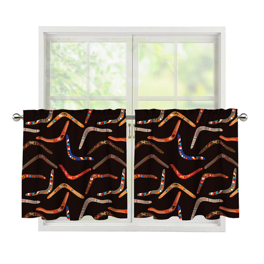 Australian Boomerang Pattern Print Tier Curtains