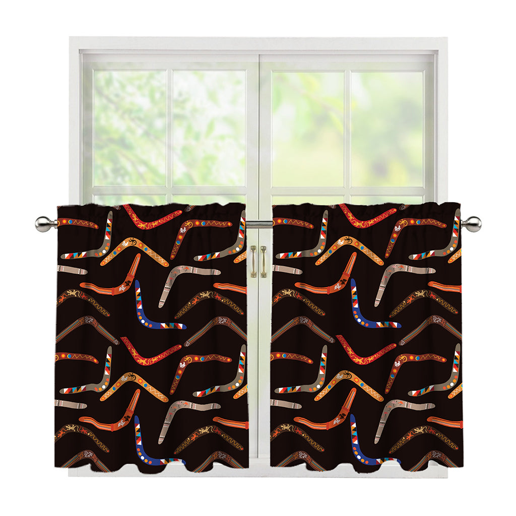 Australian Boomerang Pattern Print Tier Curtains