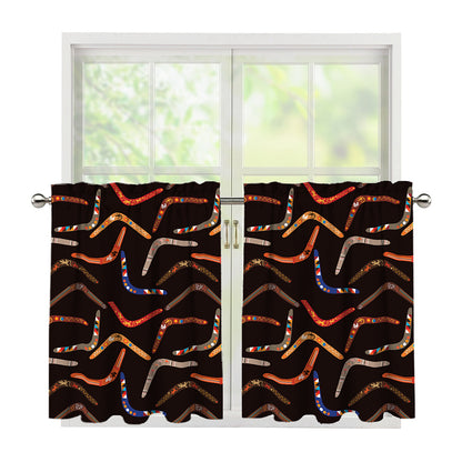 Australian Boomerang Pattern Print Tier Curtains