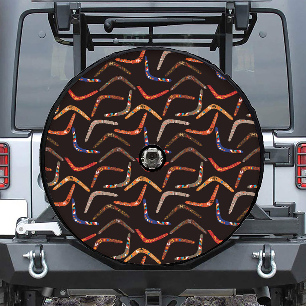 Australian Boomerang Pattern Print Tire Cover With Camera Hole