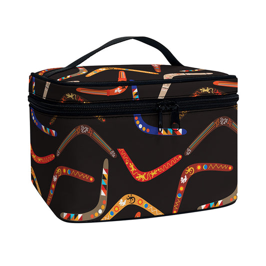 Australian Boomerang Pattern Print Travel Makeup Bag